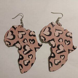 Afrocentric Earrings / Love Africa Earrings / Wooden Earrings